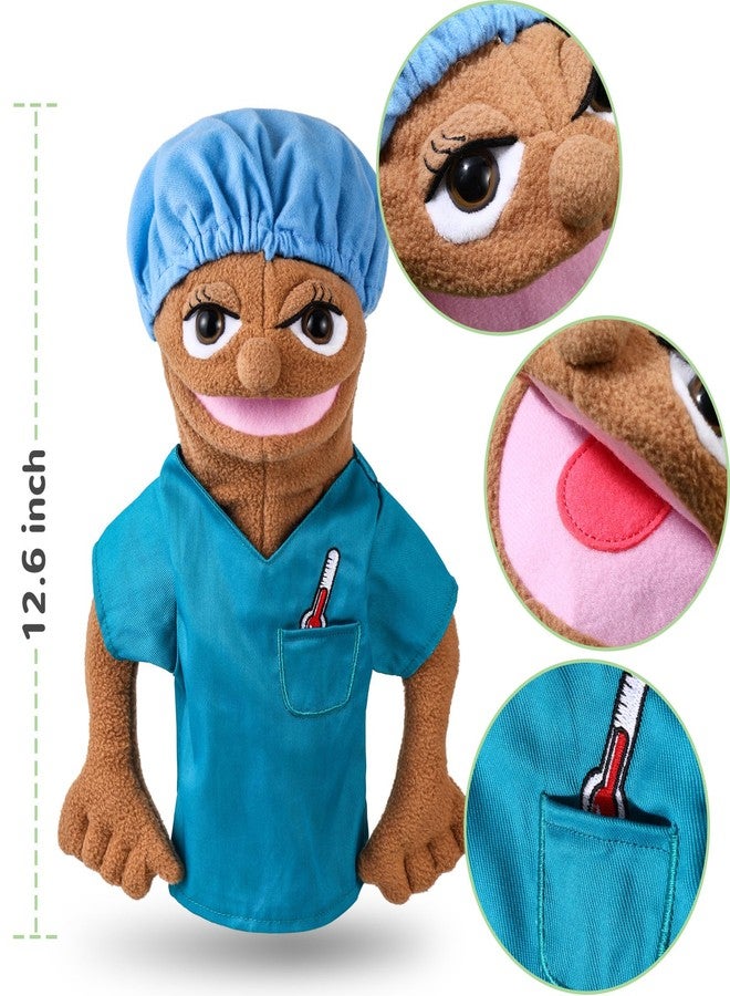 ZJoey Role Play Hand Puppets Hand Plush Chef Doctor Fireman Pirate Detective Athlete Nurse Worker Hand Puppet Toys Puppets for Kids Storytelling Imaginative Pretend Play Teaching Preschool(Nurse) - Image 3